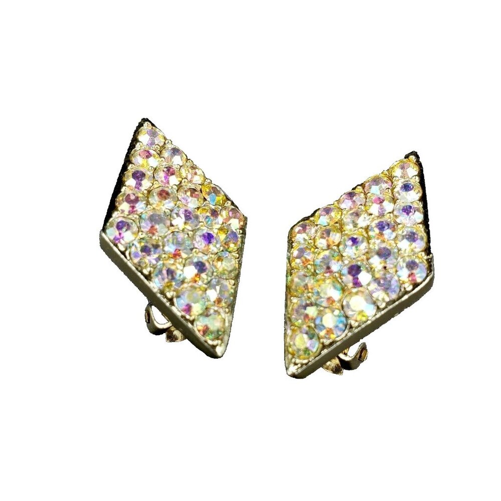 Emmons Diamond Shaped Pave Set Rhinestone Earrings